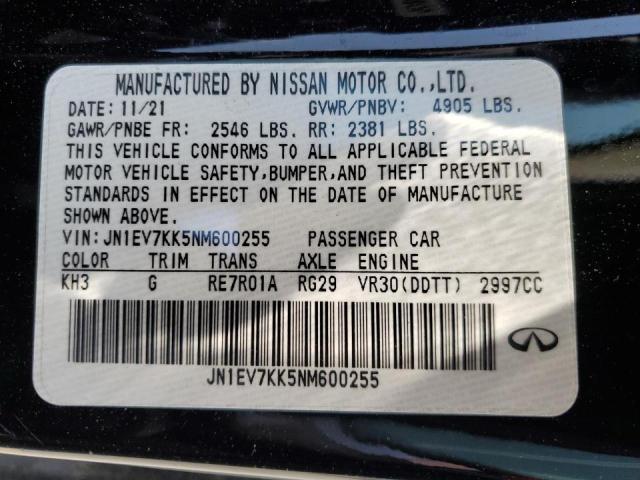 JN1EV7KK5NM600255 - 2022 INFINITI Q60 LUXE BLACK photo 12