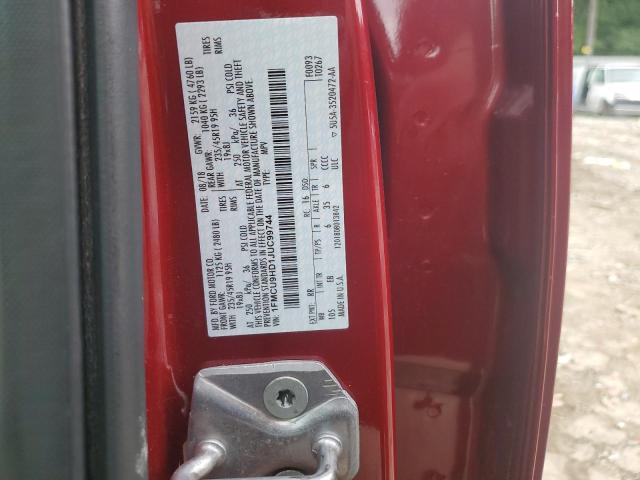 1FMCU9HD1JUC99744 - 2018 FORD ESCAPE SEL RED photo 13