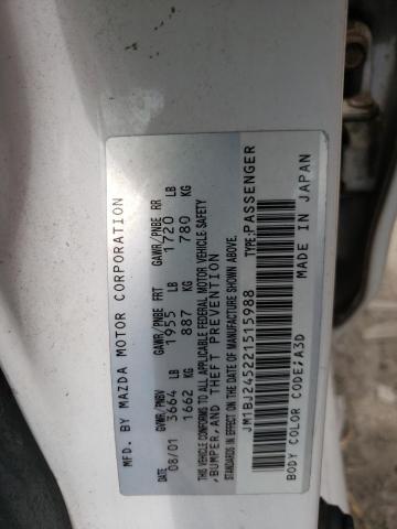 JM1BJ245221515988 - 2002 MAZDA PROTEGE PR5 白色 照片 13