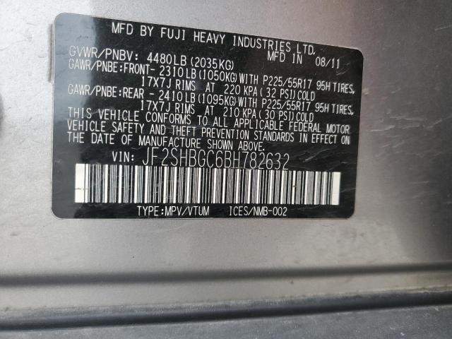 JF2SHBGC6BH782632 - 2011 SUBARU FORESTER TOURING 银色 照片 13