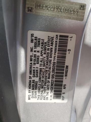 1HGEM22195L080269 - 2005 HONDA CIVIC DX VP Gümüş foto 12