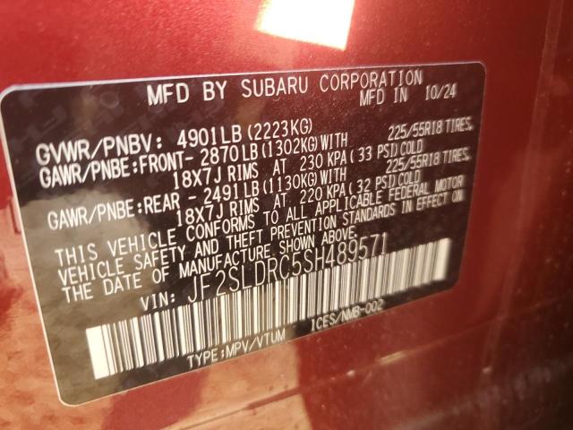 JF2SLDRC5SH489571 - 2025 SUBARU FORESTER LIMITED أحمر صورة 14