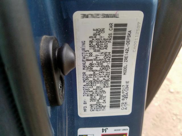 5YFBU4EE7DP134234 - 2013 TOYOTA COROLLA BASE  照片 10