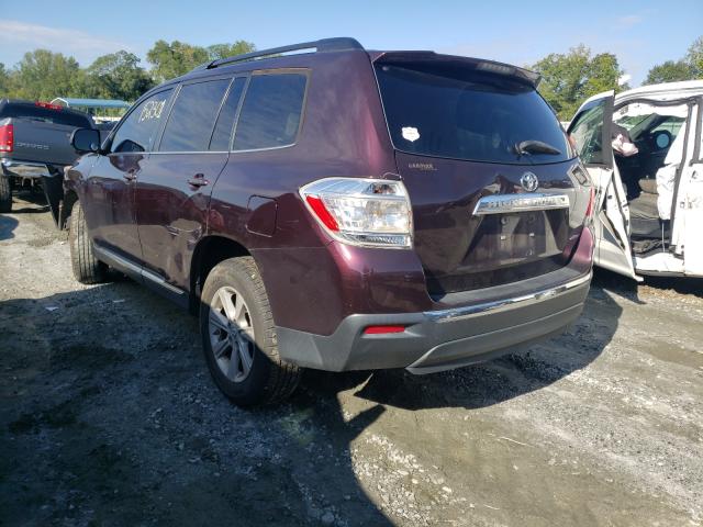 5TDBK3EH4DS278860 - 2013 TOYOTA HIGHLANDER BASE Marron photo 3