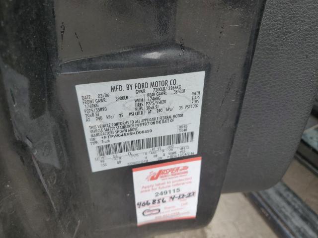1FTPW045X6KD06459 - 2006 FORD F150 შავი ფოტო 12