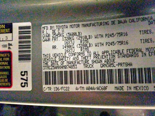 3TMCZ5ANXHM074853 - 2017 TOYOTA TACOMA DOUBLE CAB  照片 10