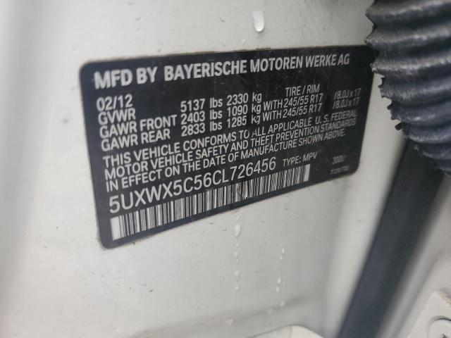 5UXWX5C56CL726456 - 2012 BMW X3 XDRIVE28I WHITE photo 13