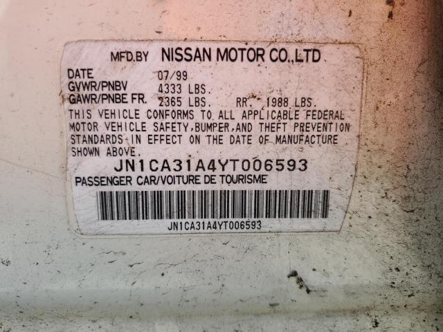 JN1CA31A4YT006593 - 2000 NISSAN MAXIMA GLE CREAM photo 10