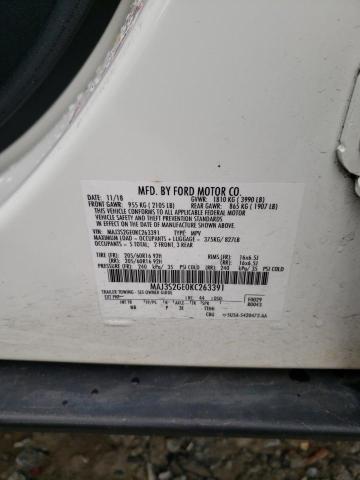 MAJ3S2GE0KC263391 - 2019 FORD ECOSPORT SE WHITE photo 13