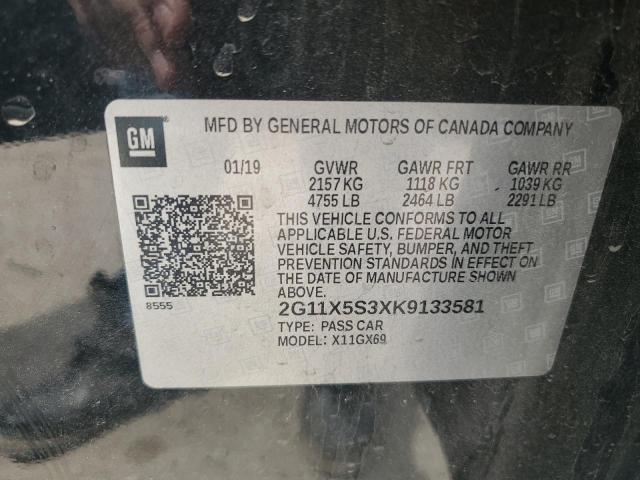 2G11X5S3XK9133581 - 2019 CHEVROLET IMPALA LS BLACK photo 12