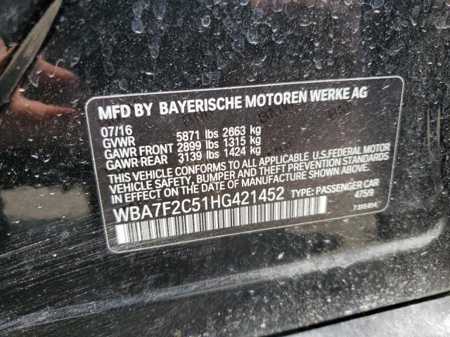 WBA7F2C51HG421452 - 2017 BMW 750 XI BLACK photo 12