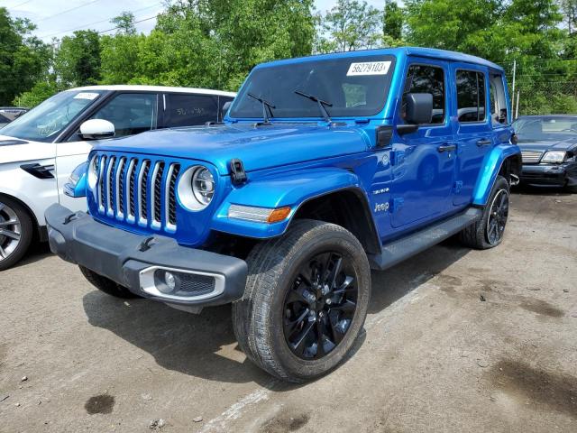1C4JJXP63MW789770 - 2021 JEEP WRANGLER U SAHARA 4XE BLUE photo 1
