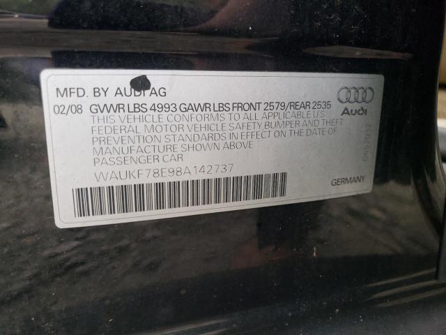 WAUKF78E98A142737 - 2008 AUDI A4 2.0T AVANT QUATTRO BLACK photo 12