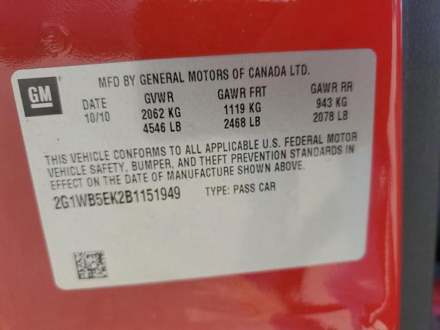 2G1WB5EK2B1151949 - 2011 CHEVROLET IMPALA LT 红色 照片 13