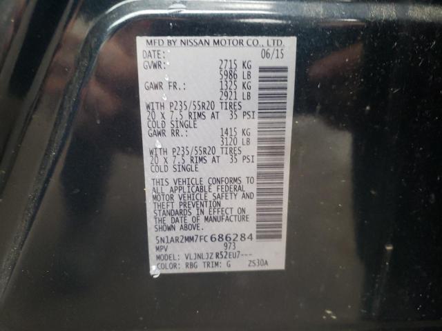 5N1AR2MM7FC686284 - 2015 NISSAN PATHFINDER S BLUE photo 14