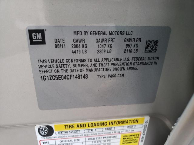 1G1ZC5E04CF148148 - 2012 CHEVROLET MALIBU 1LT BEIGE photo 10