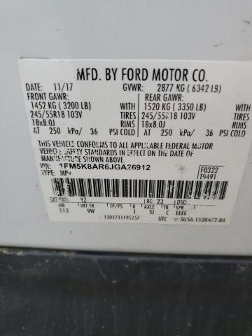 1FM5K8AR6JGA26912 - 2018 FORD EXPLORER POLICE INTERCEPTOR 白色 照片 13