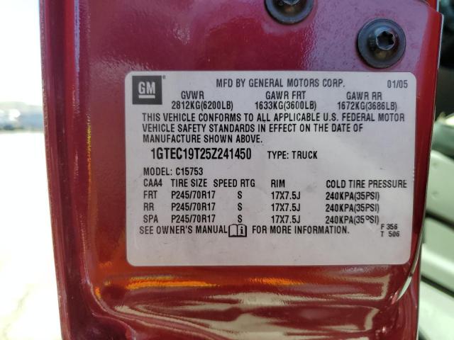 1GTEC19T25Z241450 - 2005 GMC NEW SIERRA C1500 MAROON photo 12