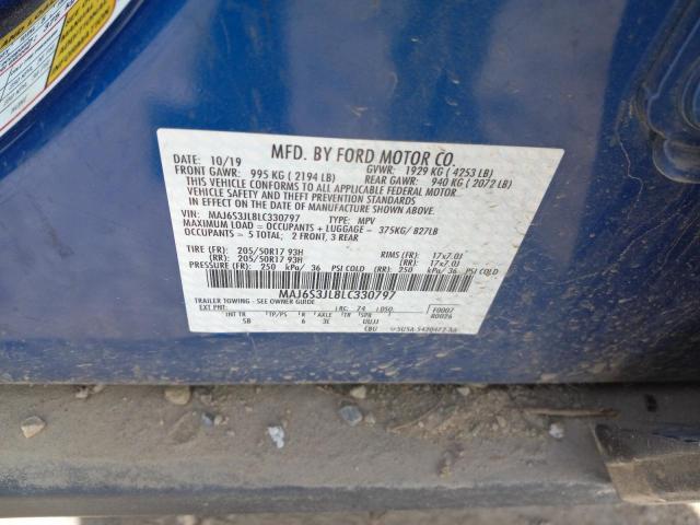 MAJ6S3JL8LC330797 - 2020 FORD ECOSPORT SES BLUE photo 12