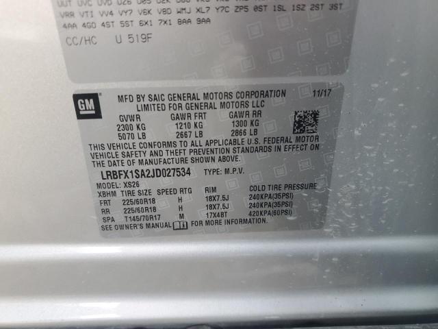 LRBFX1SA2JD027534 - 2018 BUICK ENVISION ESSENCE Сріблястий фото 13