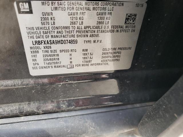 LRBFXASA9HD074859 - 2017 BUICK ENVISION PREFERRED CHARCOAL photo 13