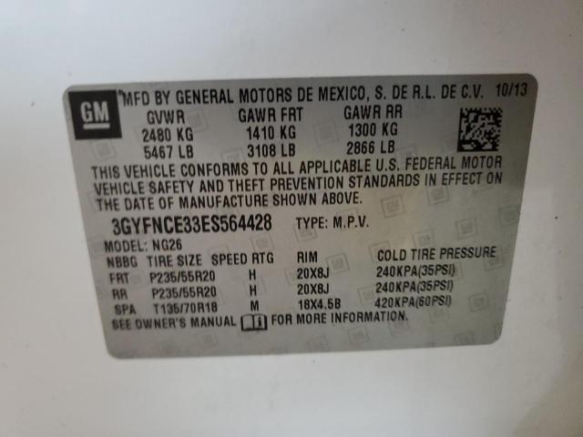 3GYFNCE33ES564428 - 2014 CADILLAC SRX PERFORMANCE COLLECTION Ақ фото 14