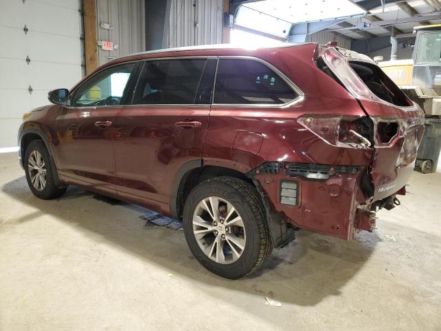 5TDJKRFHXFS093499 - 2015 TOYOTA HIGHLANDER XLE MAROON photo 2