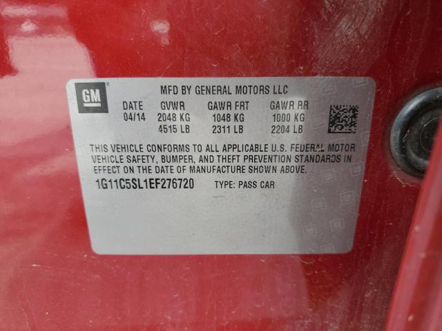 1G11C5SL1EF276720 - 2014 CHEVROLET MALIBU 1LT RED photo 12