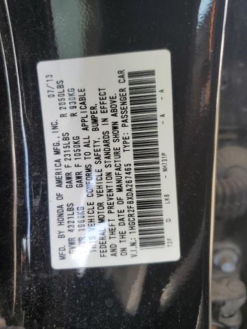 1HGCR2F8XDA267465 - 2013 HONDA ACCORD EXL BLACK photo 12