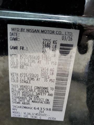 5N1AR2MNXGC643598 - 2016 NISSAN PATHFINDER S BLACK photo 13