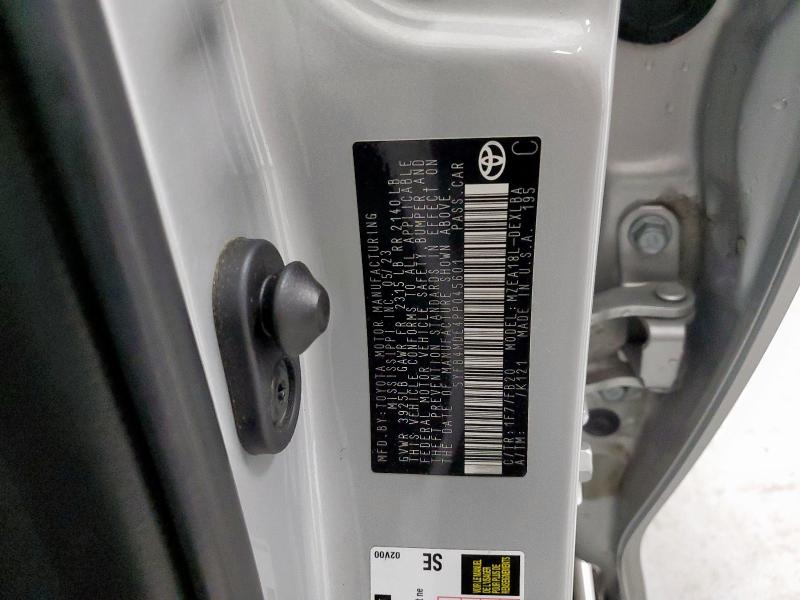 5YFB4MDE4PP045601 - 2023 TOYOTA COROLLA LE 银色 照片 12