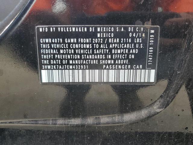 3VW2K7AJ7EM432931 - 2014 VOLKSWAGEN JETTA BASE 黑色 照片 12