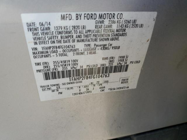 1FAHP2F84FG104763 - 2015 FORD TAURUS LIMITED SILVER photo 12