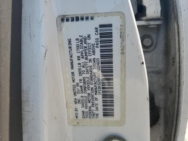 1Y1SK5280WZ422403 - 1998 CHEVROLET GEO PRIZM BASE WHITE photo 12