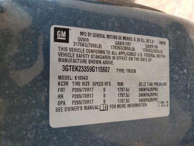 3GTEK23359G115607 - 2009 GMC SIERRA K1500 SLE BLUE photo 12