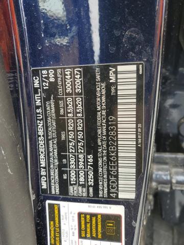 4JGDF6EE6KB228319 - 2019 MERCEDES-BENZ GLS 450 4MATIC BLUE photo 13