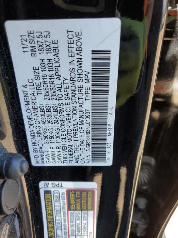 5J6RT6H83NL010937 - 2022 HONDA CR-V EXL BLACK photo 12