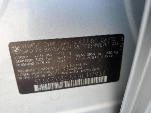 5UXZV8C55BL417936 - 2011 BMW X5 XDRIVE50I SILVER photo 13