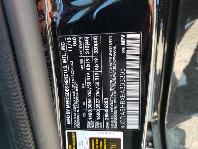 4JGDA5HBXEA333305 - 2014 MERCEDES-BENZ ML 350 4MATIC BLACK photo 12