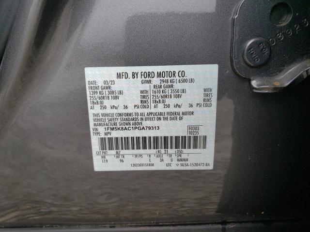 1FM5K8AC1PGA79313 - 2023 FORD EXPLORER POLICE INTERCEPTOR 灰色 照片 13