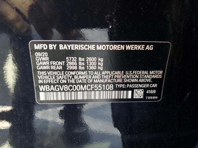 WBAGV8C00MCF55108 - 2021 BMW M850XI BLACK photo 13