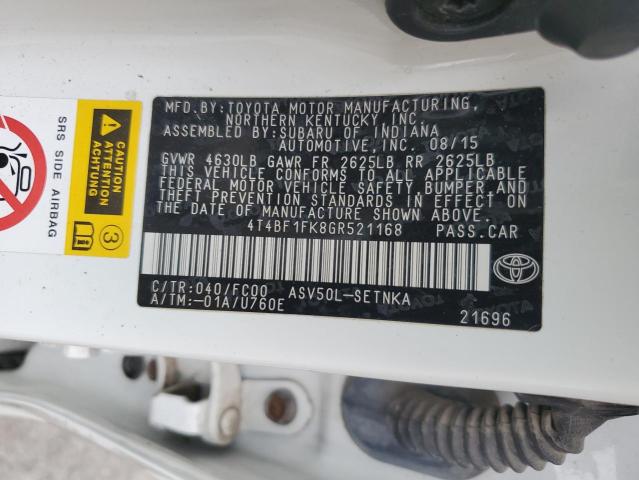 4T4BF1FK8GR521168 - 2016 TOYOTA CAMRY LE WHITE photo 13