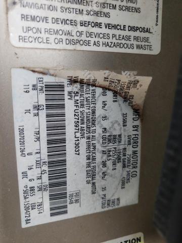 5LMFU27597LJ13037 - 2007 LINCOLN NAVIGATOR თაფლისფერი ფოტო 14