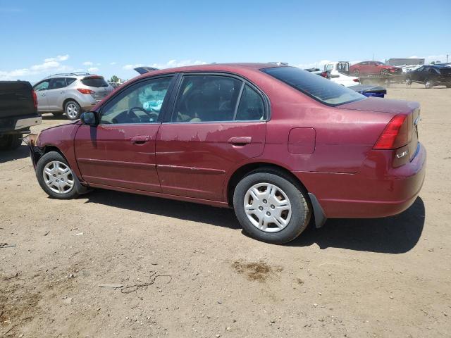 1HGES165X2L030666 - 2002 HONDA CIVIC LX MAROON photo 2