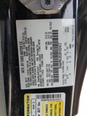 3FA6P0LUXJR102417 - 2018 FORD FUSION SE HYBRID BLACK photo 12