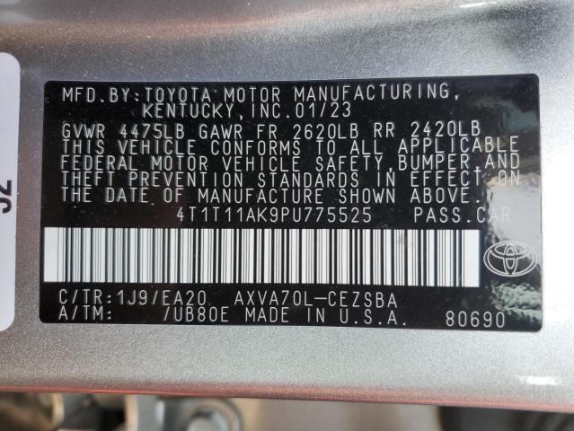 4T1T11AK9PU775525 - 2023 TOYOTA CAMRY SE NIGHT SHADE SILVER photo 12