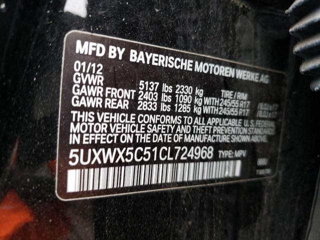 5UXWX5C51CL724968 - 2012 BMW X3 XDRIVE28I BLACK photo 13