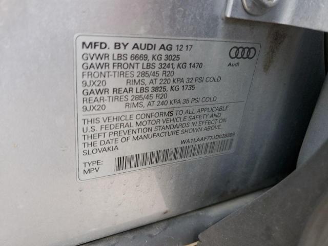 WA1LAAF77JD028399 - 2018 AUDI Q7 PREMIUM PLUS SILVER photo 13