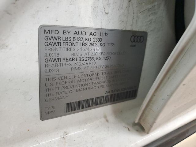 WA1UFAFLXDA166477 - 2013 AUDI A4 ALLROAD PREMIUM PLUS WHITE photo 12