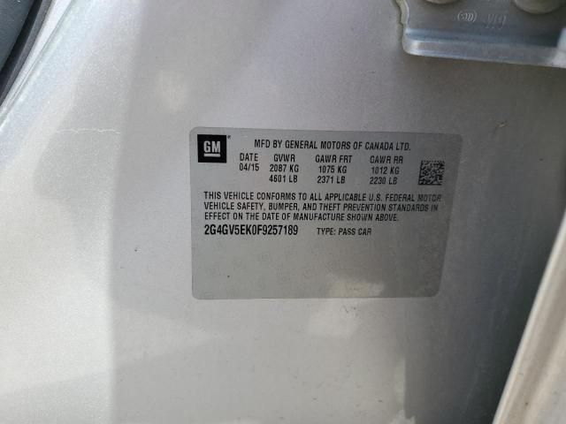 2G4GV5EK0F9257189 - 2015 BUICK REGAL 银色 照片 12